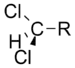 A dichloromethyl group bonded to R.