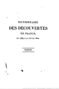 Image illustrative de l’article Dictionnaire des découvertes en France, de 1789 à la fin de 1820