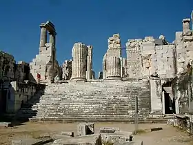 Le grand escalier de la cour du temple d'Apollon de Didymes.