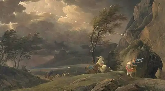 Pierre Henry de Valencienne, Enée et Didon Fuyant L'orage et se réfugiant dans une grotte, 1792, huile sur toile.