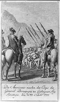 Reddition des Britanniques à la bataille de Saratoga, dessin de Daniel Chodowiecki, 1784.