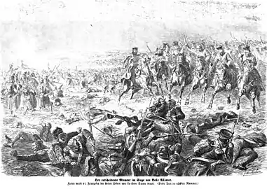 La cavalerie de Zieten chargeant les Français à Waterloo (18 juin 1815), Die Gartenlaube, 1864