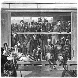Transport des prisonniers français en 1870, illustration du journal Die Gartenlaube (1870).