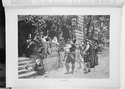 Les Musiciens (1892), gravure sur bois d'après Charles Meissonier.