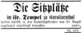 Publicité du quotidien Prager Tagblatt de Prague pour l'achat d'un siège pour la synagogue Karlin pour l'année religieuse juive 5641 d'août 1880.