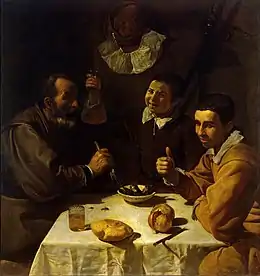 Vélasquez, Trois hommes à table, 1618.