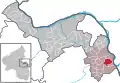 Localisation de Dienheim dans la Verbandsgemeide et dans l'arrondissement