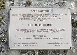 Plaque commémorative à Dieppe.