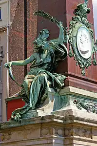 Bruxelles, 1897, détail de la fontaine Anspach, Bruxelles, place de Brouckère.