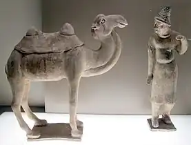 Marchand caravanier sogdien sur la Route de la Soie, céramique chinoise d'époque Tang, v. 618-720.