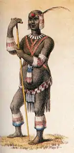 Représentation du roi Dingane, vers 1836.