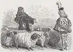 Les moutons de Panurge, gravure de Gustave Doré, XIXe s.