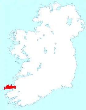 Carte de localisation de la péninsule de Dingle.