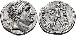 Le Gréco-bactrien Diodote Ier (256-238 av. J-C.), au nom du Séleucide Antiochos II, ou bien un nouveau Antiochos Nicator. Atelier A, près d'Ai Khanoum.
