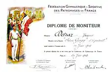 diplôme de moniteur de gymnastique sportive délivré en 1942