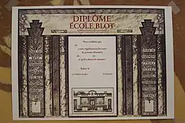 Ancien diplôme de l'école Blot