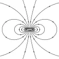 représente un anneau dont émergent des lignes de champ qui se replient sur elles-mêmes par l'extérieur.