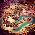 Maquette de Disneyland vers 1962, partie Frontierland et Fantasyland, exposée au Walt Disney Family Museum