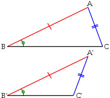 Dans la configuration SSA, deux triangles non semblables peuvent être  solutions.