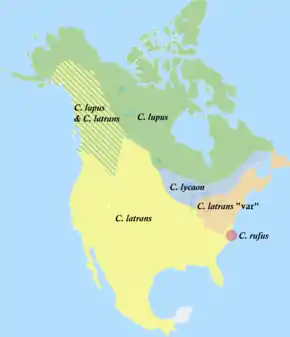 Description de l'image Distribution of North American Canis 2.png.