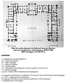 Distribution du rez-de-chaussée du Château-Vieux en 1700.