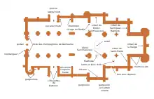 Plan matérialisant l'emplacement de détails architecturaux ou mobiliers d'un édifice.