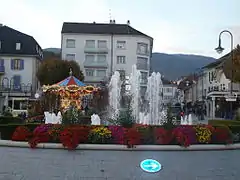 Fontaine jets d'eau multiples.