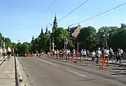 Coureurs sur le Djurgårdsbron lors de l'édition de 2007.