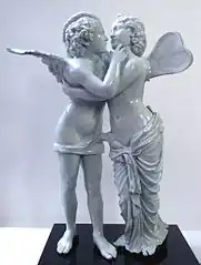 Cupidon et Psyché, grand groupe sculptural en porcelaine modelé par Gaspero Bruschi en 1747, Ginori a Doccia.