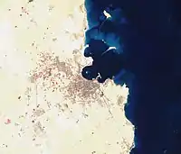 Doha vue par satellite en 1986