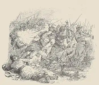 Légionnaires combattant, illustration pour Le Monde illustré (1888).