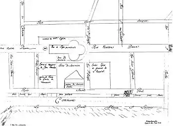 Plan des rues de Ville-Marie en 1672 par François Dollier de Casson