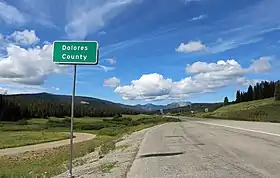 Vue de la San Juan Skyway à son entrée dans le comté de Dolores.