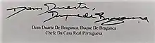Signature de Duarte de Bragança