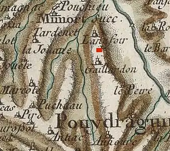 Domaine de Lanafoir (XVe – XVIIIe siècle, à Pouydraguin. Carte de Cassini (1733)).