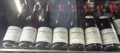 Vins du domaine de la Romanée-Conti à Vosne-Romanée.