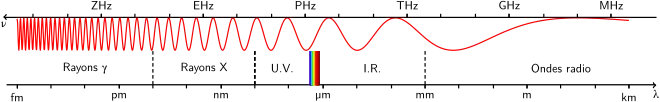 Un graphique comportant une échelle numérique comprend une courbe complexe en rouge.