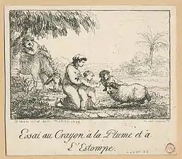 Dominique Vivant Denon, essai au crayon, à la plume et à l'estompe, (1809).