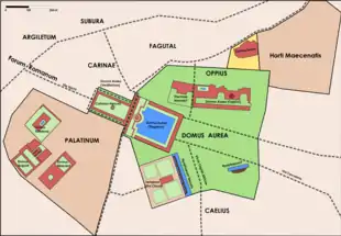 Plan général de la Domus Aurea.
