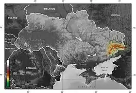 Carte de localisation du plateau du Donets en Ukraine.