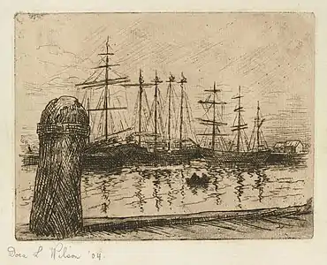 Ships at anchor (c. 1900-1910).