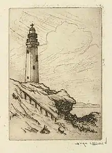 Unidentified light house on a cliff (c. 1900-1910).