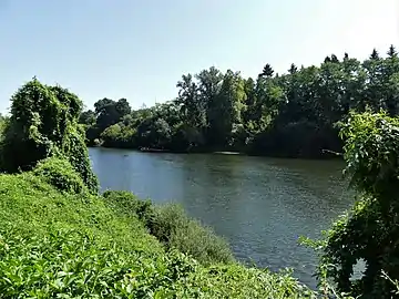 La Dordogne à Creysse, avec Cours-de-Pile en rive opposée.