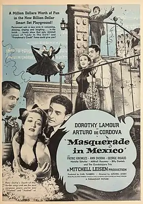 Description de l'image Dorothy Lamour and Arturo de Córdova in 'Masquerade in Mexico', 1945.jpg.