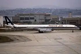 Un Douglas DC-8 d':Arrow Air (en) similaire à celui impliqué dans l'accident