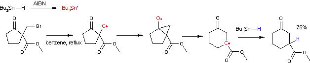 Mécanisme réactionnel de la réaction d'expansion de cycle de Dowd-Beckwith