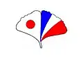 Drapeau officiel du 150e anniversaire des relations franco-japonaises.