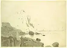 Vue de Capri montrant la côte sud et les Faraglioni di Capri, vers 1865