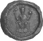 Sceau de Conrad II (1029), avec une représentation du sceptre d'aigle.