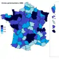 Résultats électoraux de la droite parlementaire par département.